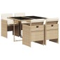 vidaXL Set comedor de jardín 5 pzas con cojines ratán sintético beige vidaXL Set comedor de jardín 5 pzas con cojines ratán sintético beige