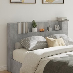 vidaXL Cabecero de cama con luz LED gris hormigón 160x16,5x103,5 cm