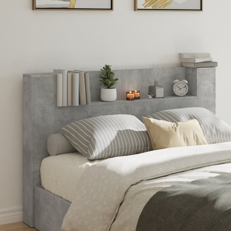 vidaXL Cabecero de cama con luz LED gris hormigón 160x16,5x103,5 cm vidaXL Cabecero de cama con luz LED gris hormigón 160x16,5x103,5 cm