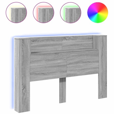 vidaXL Cabecero de cama con luz LED gris Sonoma 160x16,5x103,5 cm