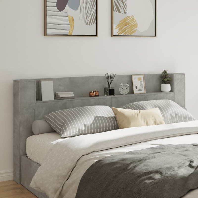 vidaXL Cabecero de cama con luz LED gris hormigón 220x16,5x103,5 cm vidaXL Cabecero de cama con luz LED gris hormigón 220x16,5x103,5 cm