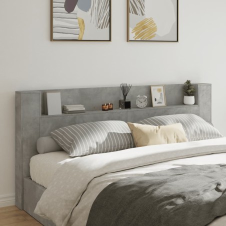 vidaXL Cabecero de cama con luz LED gris hormigón 220x16,5x103,5 cm