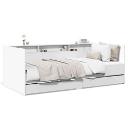 vidaXL Tumbona con cajones madera de ingeniería blanco 90x190 cm