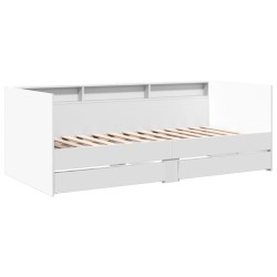vidaXL Tumbona con cajones madera de ingeniería blanco 90x190 cm