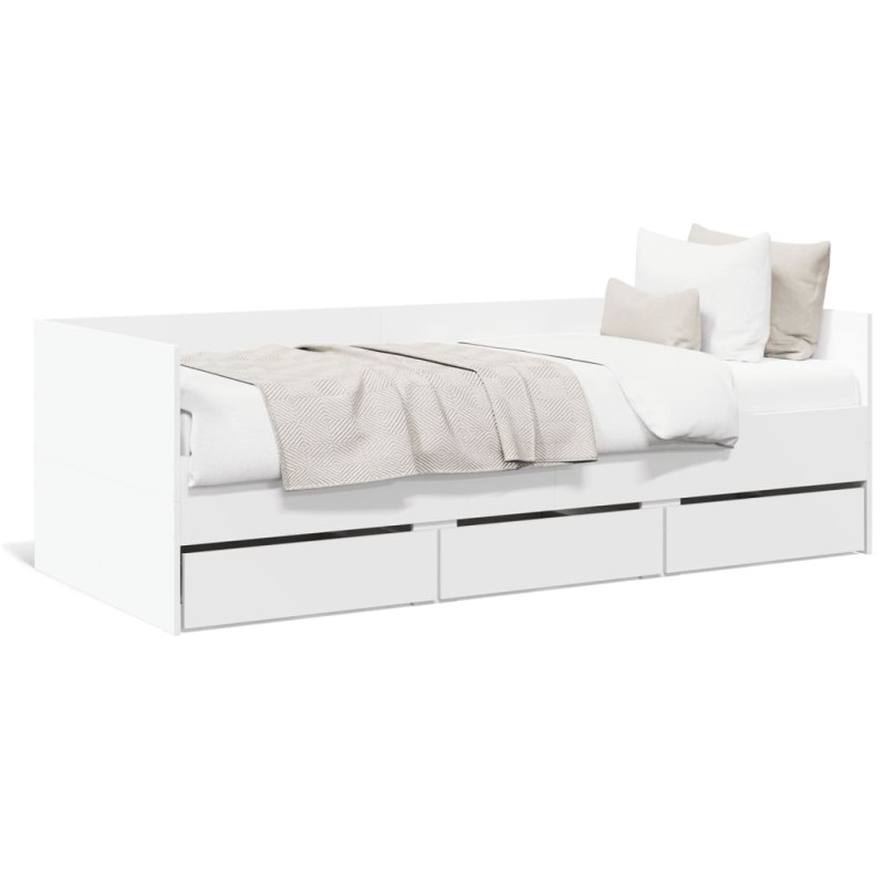 vidaXL Tumbona con cajones madera de ingeniería blanco 75x190 cm vidaXL Tumbona con cajones madera de ingeniería blanco 75x190 cm