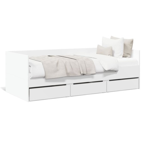 vidaXL Tumbona con cajones madera de ingeniería blanco 75x190 cm