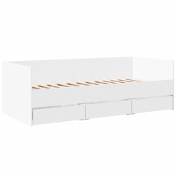 vidaXL Tumbona con cajones madera de ingeniería blanco 75x190 cm