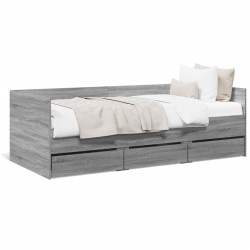 vidaXL Tumbona con cajones madera ingeniería gris Sonoma 90x190 cm