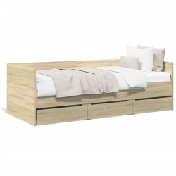 vidaXL Tumbona con cajones madera ingeniería roble Sonoma 100x200 cm