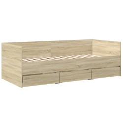 vidaXL Tumbona con cajones madera ingeniería roble Sonoma 100x200 cm
