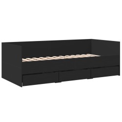 vidaXL Tumbona con cajones madera de ingeniería negro 90x190 cm
