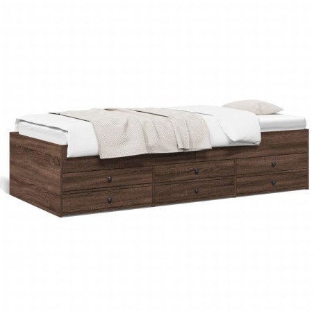vidaXL Tumbona con cajones madera ingeniería roble marrón 90x190 cm