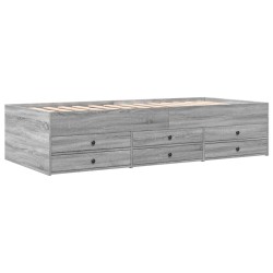 vidaXL Tumbona con cajones madera ingeniería gris Sonoma 100x200 cm