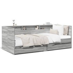 vidaXL Tumbona con cajones madera ingeniería gris Sonoma 90x190 cm