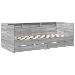 vidaXL Tumbona con cajones madera ingeniería gris Sonoma 90x190 cm