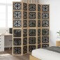 vidaXL Biombo separador 5 paneles madera maciza Paulownia marrón negro vidaXL Biombo separador 5 paneles madera maciza Paulownia marrón negro