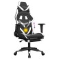 vidaXL Silla gaming masaje y reposapiés cuero sintético negro blanco vidaXL Silla gaming masaje y reposapiés cuero sintético negro blanco
