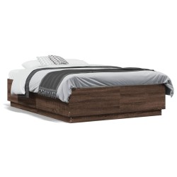 vidaXL Estructura de cama madera de ingeniería marrón roble 120x190 cm