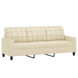 vidaXL Sofá de 3 plazas de cuero sintético color crema 180 cm