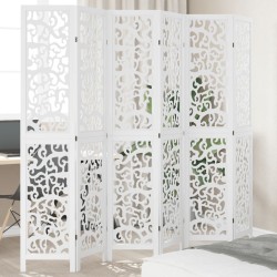 vidaXL Biombo separador de 6 paneles madera maciza Paulownia blanco