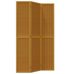 vidaXL Biombo separador de 3 paneles madera maciza paulownia marrón