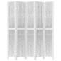 vidaXL Biombo separador de 5 paneles madera maciza Paulownia blanco vidaXL Biombo separador de 5 paneles madera maciza Paulownia blanco
