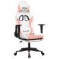 vidaXL Silla gaming masaje y reposapiés cuero sintético blanco y rosa vidaXL Silla gaming masaje y reposapiés cuero sintético blanco y rosa