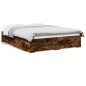 vidaXL Cama con cajones madera de ingeniería roble ahumado 150x200 cm vidaXL Cama con cajones madera de ingeniería roble ahumado 150x200 cm