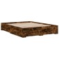vidaXL Cama con cajones madera de ingeniería roble ahumado 150x200 cm vidaXL Cama con cajones madera de ingeniería roble ahumado 150x200 cm