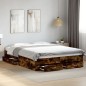 vidaXL Cama con cajones madera de ingeniería roble ahumado 150x200 cm vidaXL Cama con cajones madera de ingeniería roble ahumado 150x200 cm