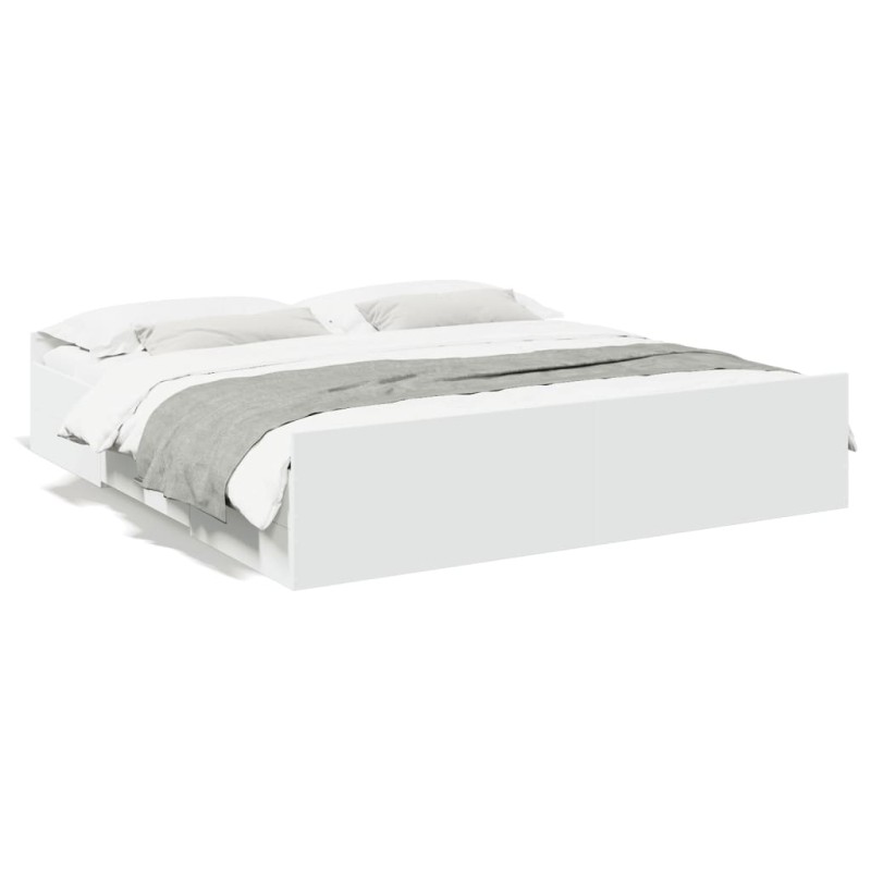 vidaXL Estructura cama con cajones madera ingeniería blanca 200x200 cm vidaXL Estructura cama con cajones madera ingeniería blanca 200x200 cm