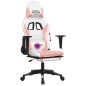vidaXL Silla gaming masaje y reposapiés cuero sintético blanco y rosa vidaXL Silla gaming masaje y reposapiés cuero sintético blanco y rosa