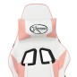 vidaXL Silla gaming masaje y reposapiés cuero sintético blanco y rosa vidaXL Silla gaming masaje y reposapiés cuero sintético blanco y rosa