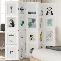 vidaXL Biombo separador de 5 paneles madera maciza Paulownia blanco