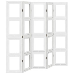 vidaXL Biombo separador de 5 paneles madera maciza Paulownia blanco