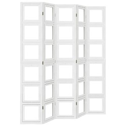 vidaXL Biombo separador de 5 paneles madera maciza Paulownia blanco
