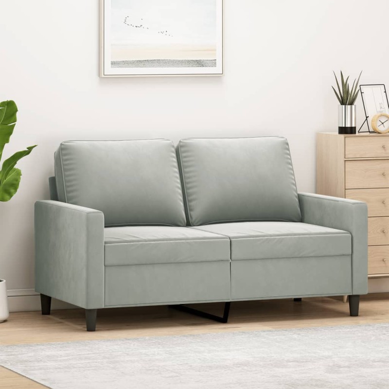 vidaXL Sofá de 2 plazas de terciopelo gris claro 120 cm vidaXL Sofá de 2 plazas de terciopelo gris claro 120 cm