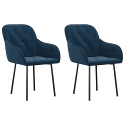vidaXL Sillas de comedor 2 unidades terciopelo azul