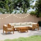 vidaXL Muebles de jardín 7 pzas cojines crema madera maciza de acacia vidaXL Muebles de jardín 7 pzas cojines crema madera maciza de acacia