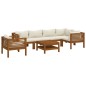 vidaXL Muebles de jardín 7 pzas cojines crema madera maciza de acacia vidaXL Muebles de jardín 7 pzas cojines crema madera maciza de acacia