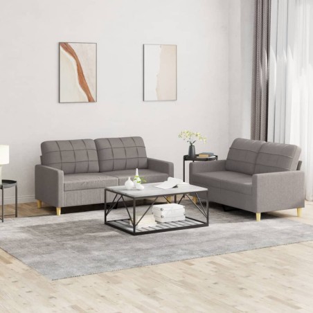 vidaXL Juego de sofás con cojines 2 piezas tela gris taupe