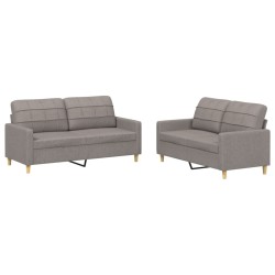 vidaXL Juego de sofás con cojines 2 piezas tela gris taupe