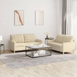 vidaXL Juego de sofás con cojines 2 piezas tela crema