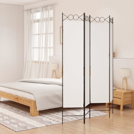 vidaXL Biombo divisor de 4 paneles de tela blanco 160x200 cm