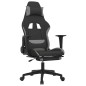 vidaXL Silla gaming de masaje con reposapiés tela negro y gris claro vidaXL Silla gaming de masaje con reposapiés tela negro y gris claro