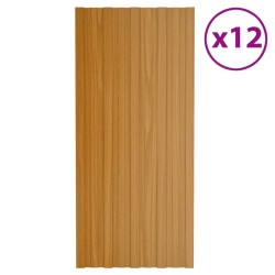 vidaXL Panel de tejado acero galvanizado color madera 12 uds 100x45 cm