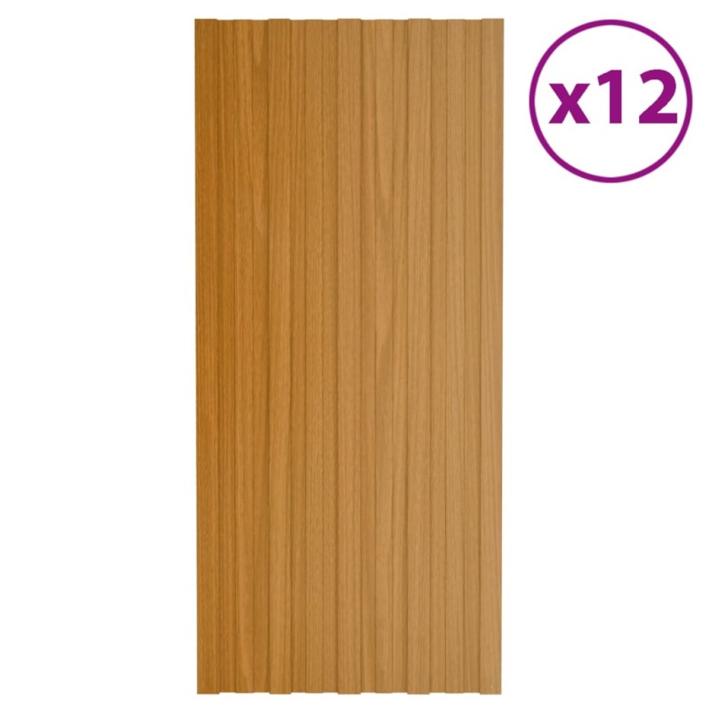 vidaXL Panel de tejado acero galvanizado color madera 12 uds 100x45 cm vidaXL Panel de tejado acero galvanizado color madera 12 uds 100x45 cm