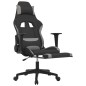 vidaXL Silla gaming de masaje con reposapiés tela negro y gris claro vidaXL Silla gaming de masaje con reposapiés tela negro y gris claro