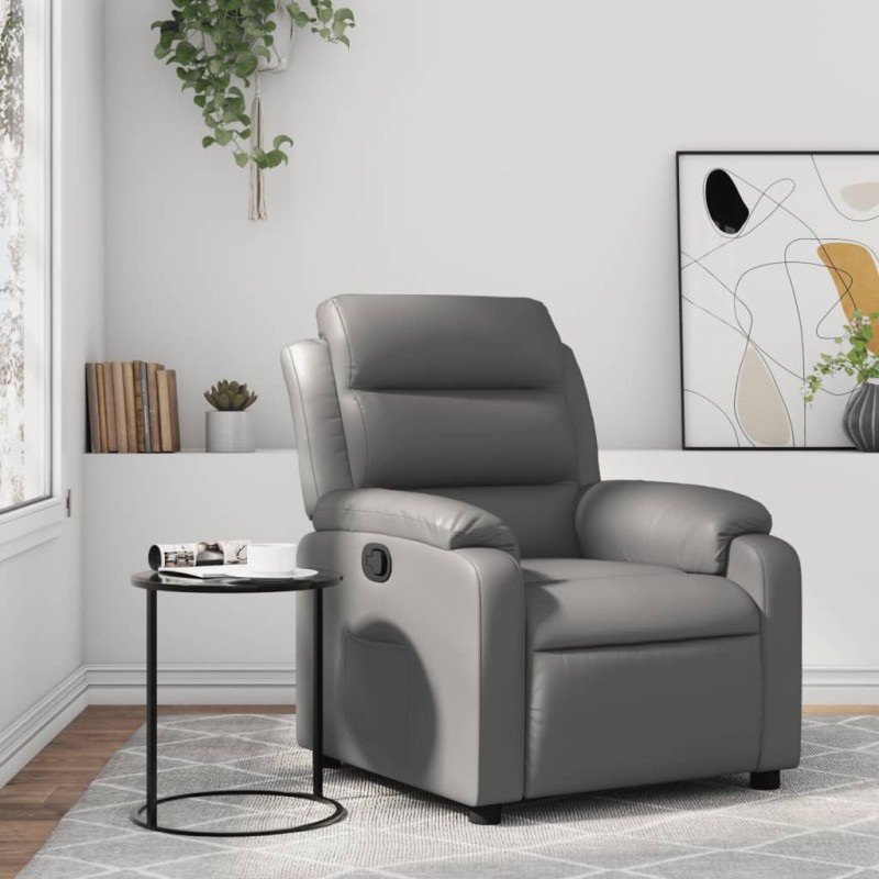 vidaXL Sillón reclinable de cuero sintético gris vidaXL Sillón reclinable de cuero sintético gris