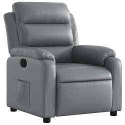 vidaXL Sillón reclinable de cuero sintético gris